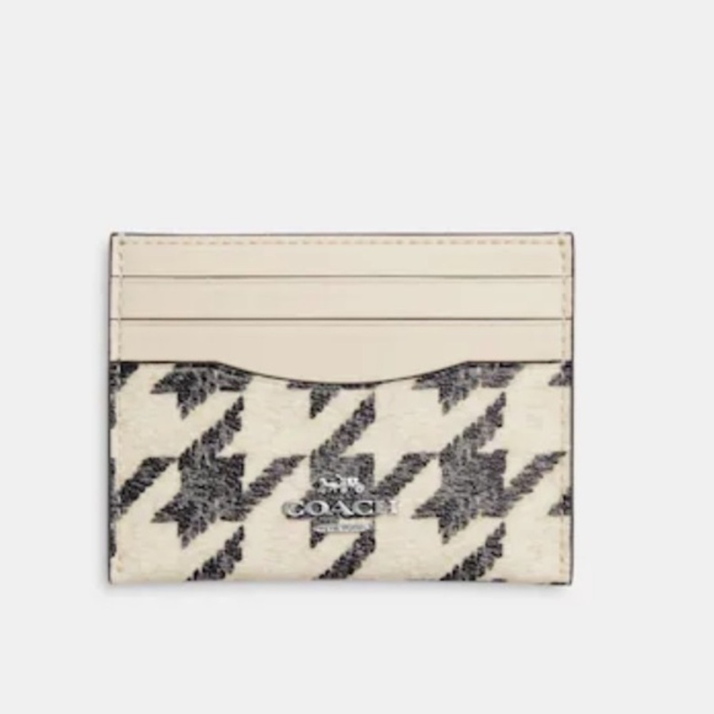 Coach Slim Id Card Case With Houndstooth Print
